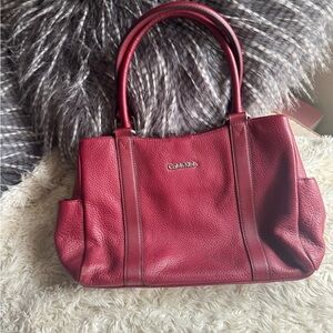 Calvin Klein Burgundy Leather Tote
